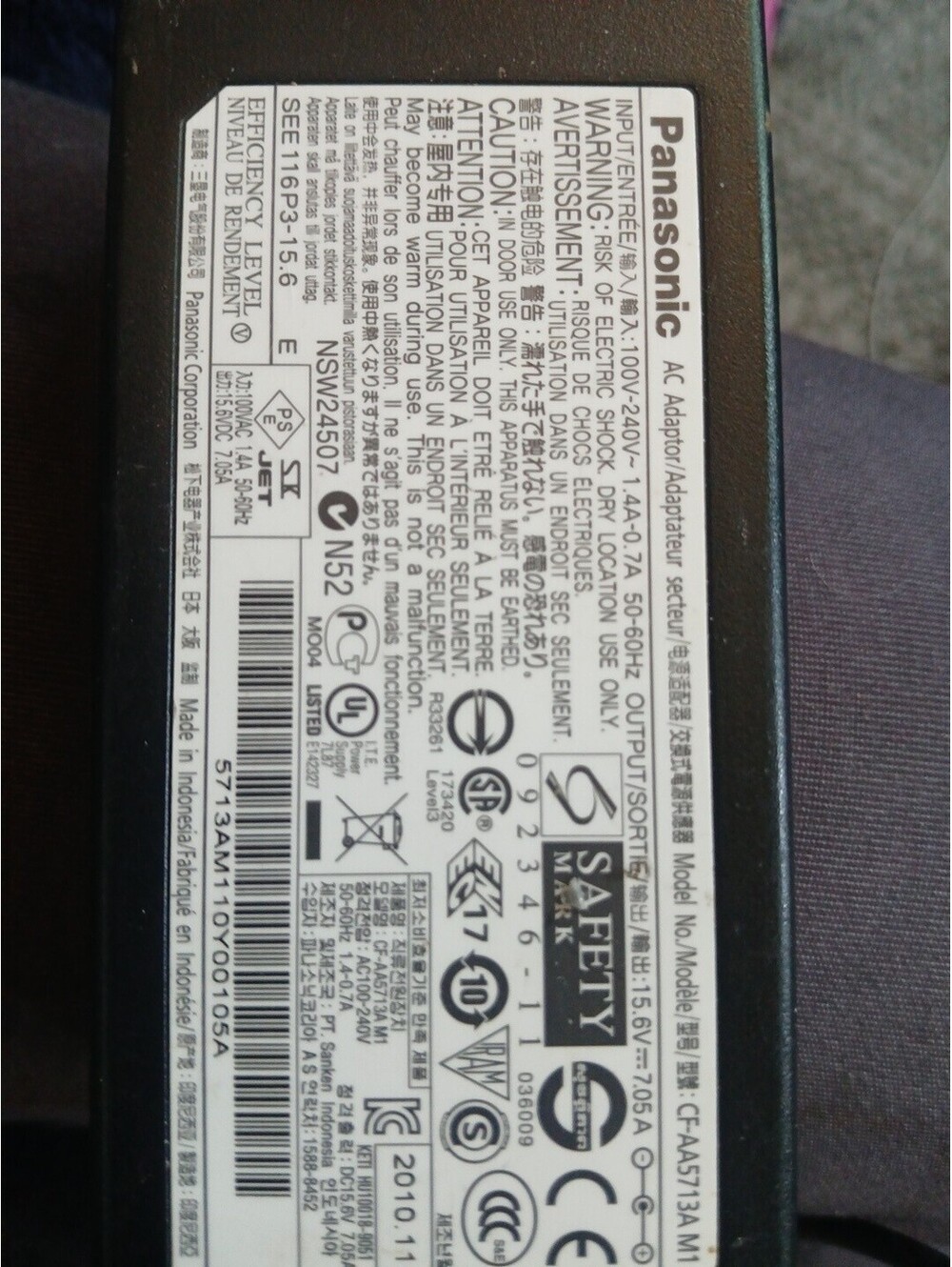 110W Genuine CF-AA5713A AC Charger for Panasonic CF-31 CF-53 CF-52 CF-19 Adapter